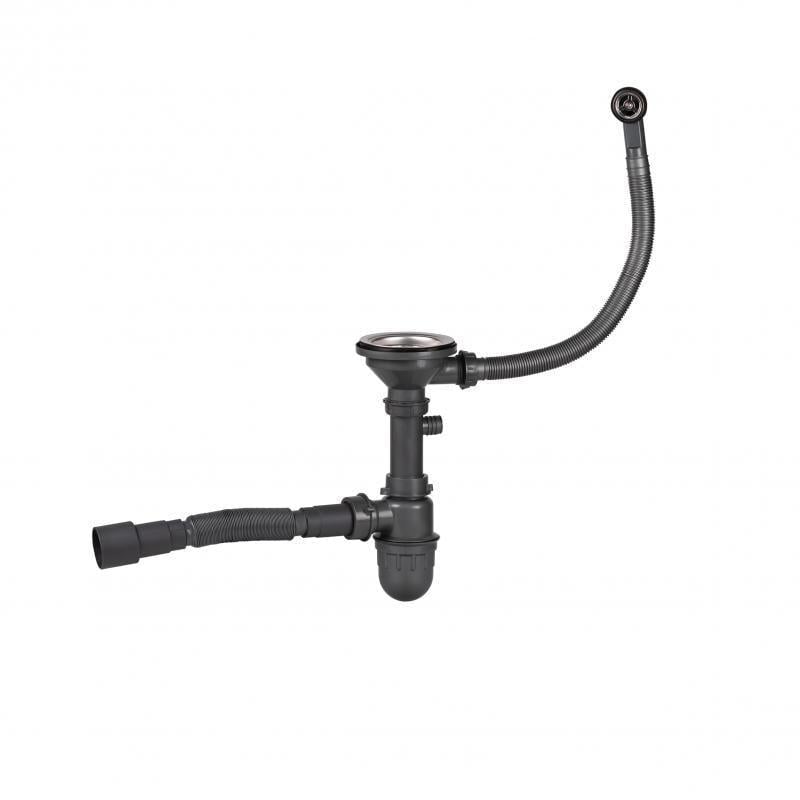 Сифон для мийки Lidz GRA 47 01 003 01 з круглим переливом вихід 50/40 мм (24460313)