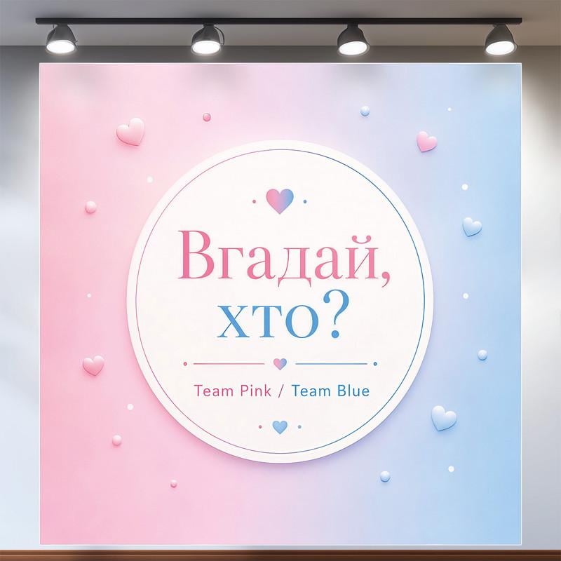 Фотозона на Гендер пати Угадай кто Team Pink or Team Blue в круге 160x160см, №48511
