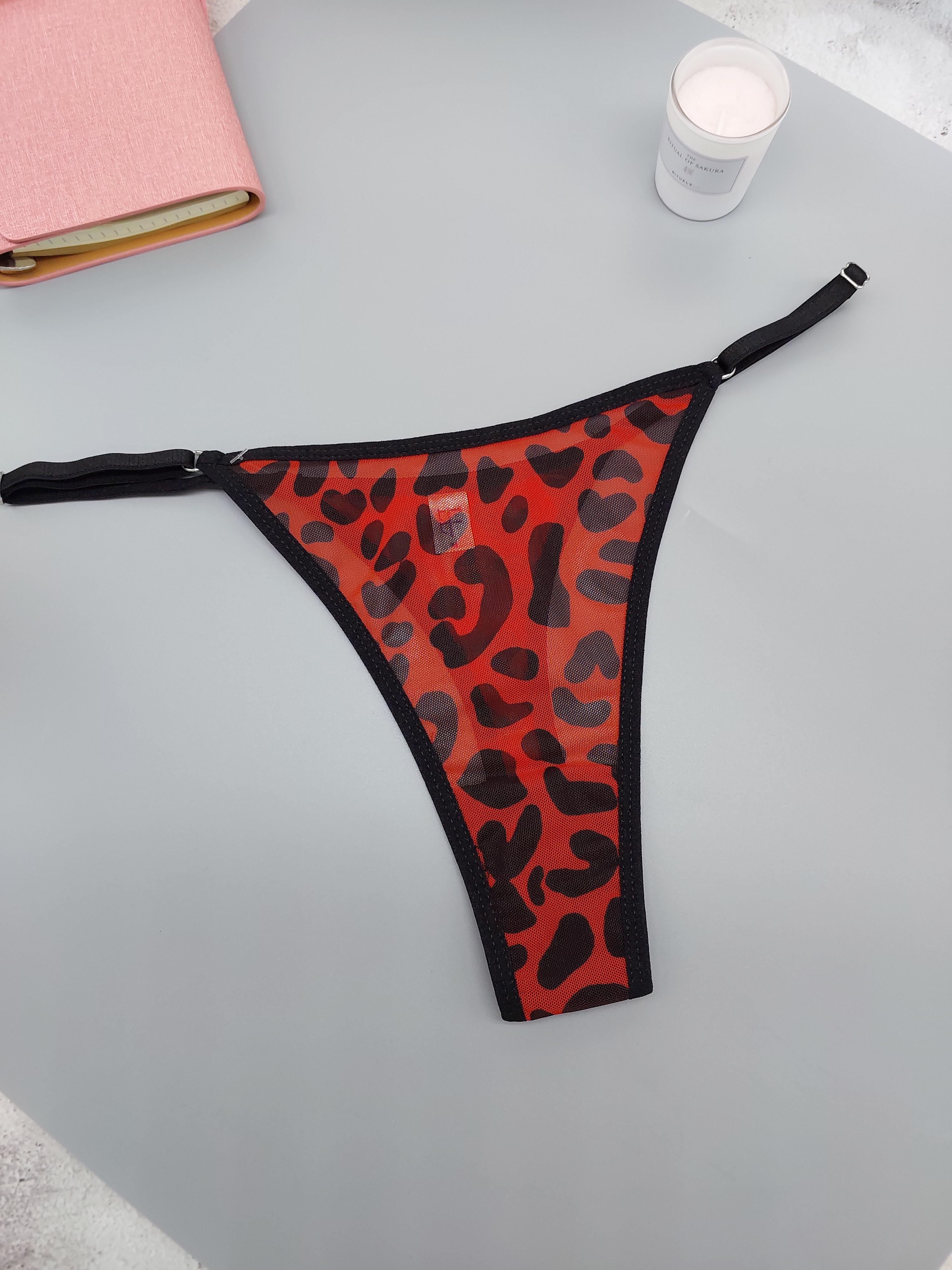 Стринги в сеточку LEILA LINGERIE регулируемые one size Леопардовый принт (1463-2) - фото 1