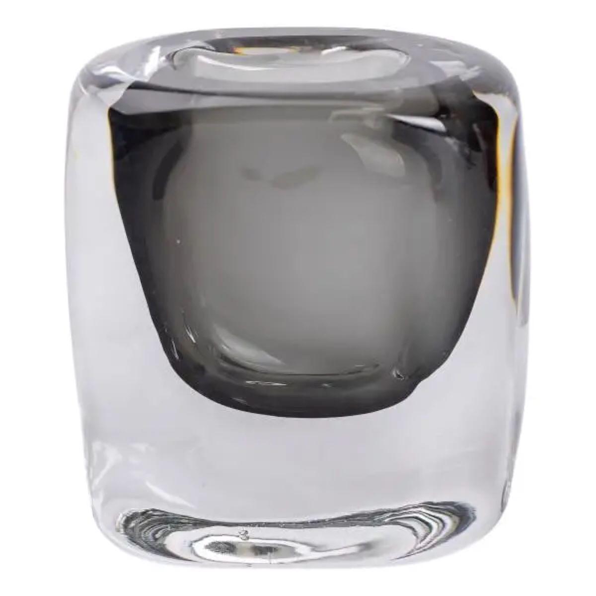 Ваза стеклянная для цветов декоративная 10х7х11 см 120 мл Серый/Прозрачный (6635)