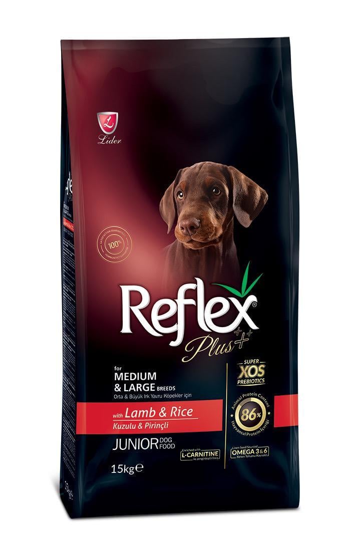 Корм сухой Reflex Plus Junior Medium&Large Breeds Lamb&Rice с ягненком для щенят средних и крупных пород 15 кг (RFX-202) - фото 1