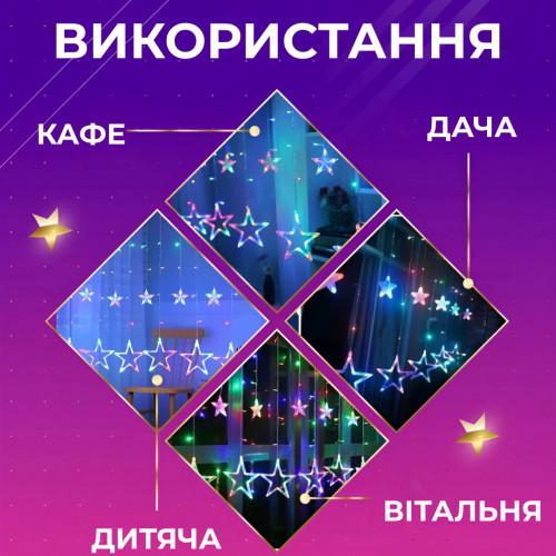 Гирлянда-штора LED GarlandoPro Звезда и елка 120 светодиодов 3х0,9 м 8 режимов (1961134201) - фото 3