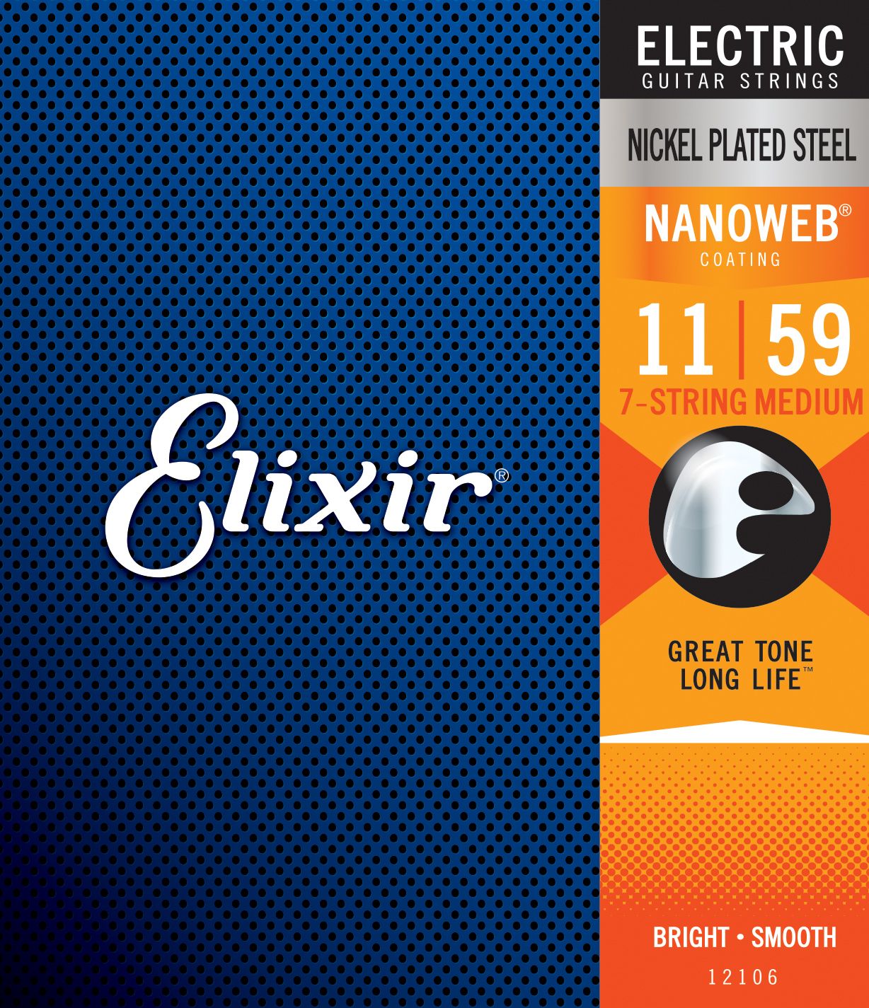 Струны для электрогитары Elixir 12106 NANOWEB 11-59-7 string Medium (597)