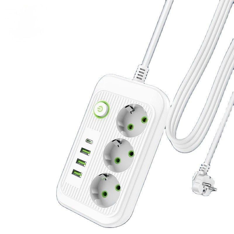 Сетевой фильтр питания UA Power Socket F09U 185см 3 розетки/4USB/Type-C Port - фото 3 Сетевой фильтр питания UA Power Socket F09U 185см 3 розетки/4USB/Type-C Port - фото 3