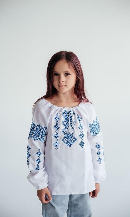 Вишиванка дитяча для дівчинки Вишиваночка р. 140 Білий (9016-3) - фото 4 Вишиванка дитяча для дівчинки Вишиваночка р. 140 Білий (9016-3) - фото 4