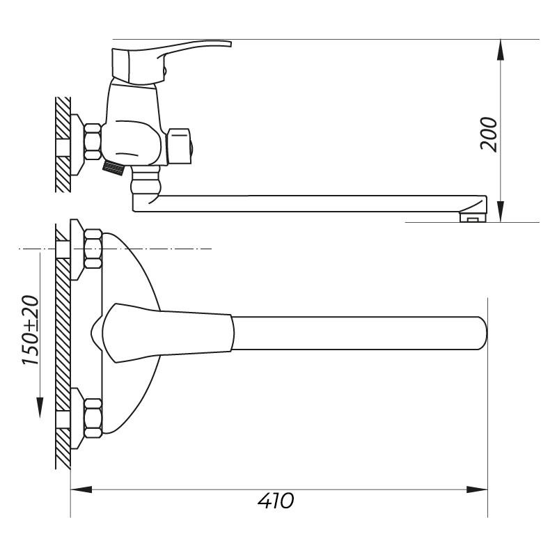 Змішувач для ванни з поворотним довгим зливом Zerix NHK 270 - фото 2 Змішувач для ванни з поворотним довгим зливом Zerix NHK 270 - фото 2