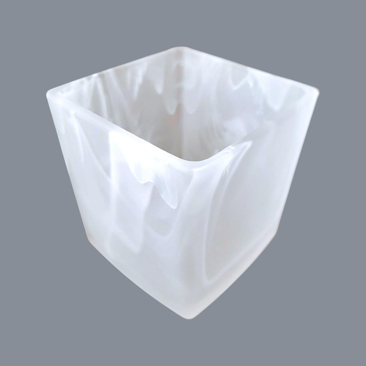 Плафон квадратний скляний Куб 8x8 см Е14 Білий мармуровий