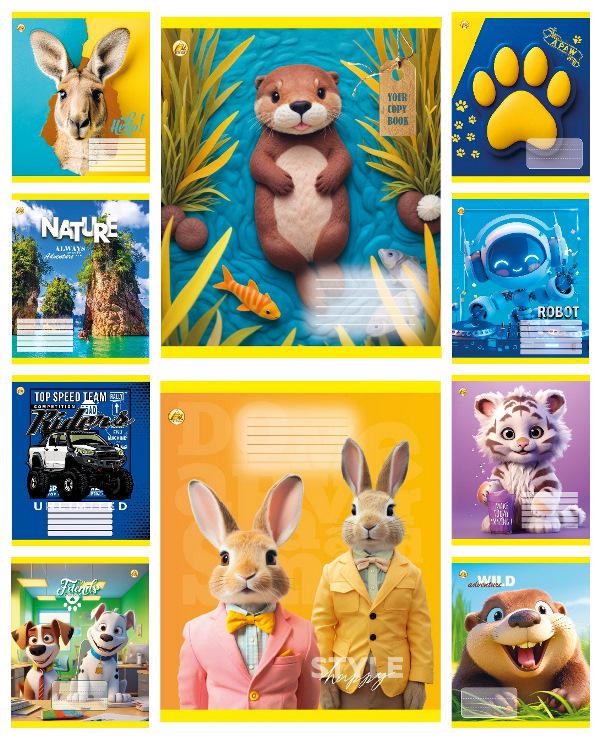 Зошити учнівські Тетрада Мікс 4 24 аркуша лінія 20 шт. в упаковці