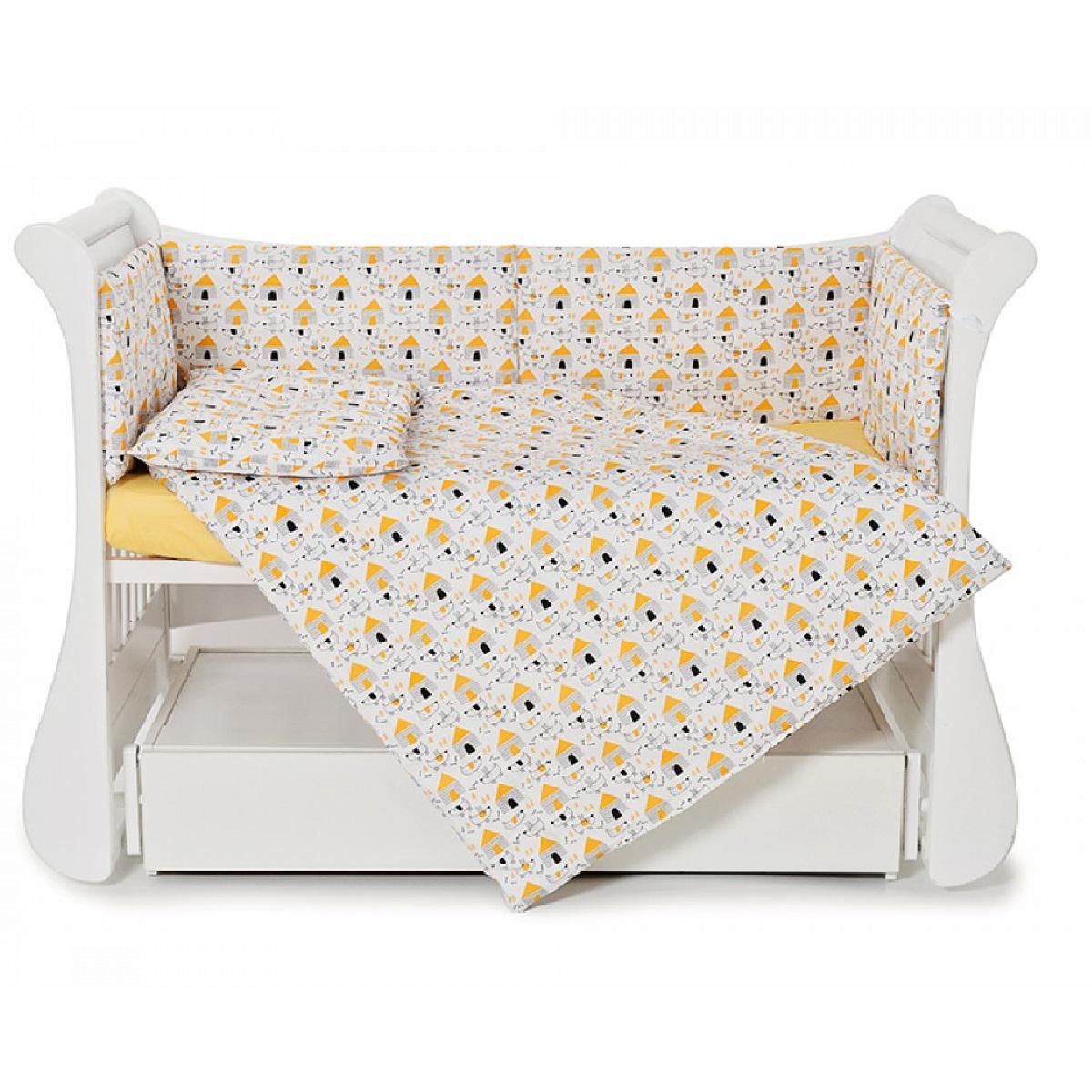Защитный бампер для детской кровати Twins Comfort line Собачки Белый с желтым (T10089)