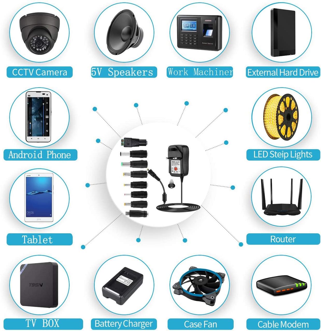 Блок питания Efish универсальный 3-12 В 30 Вт 8 штекеров - фото 4 Блок питания Efish универсальный 3-12 В 30 Вт 8 штекеров - фото 4