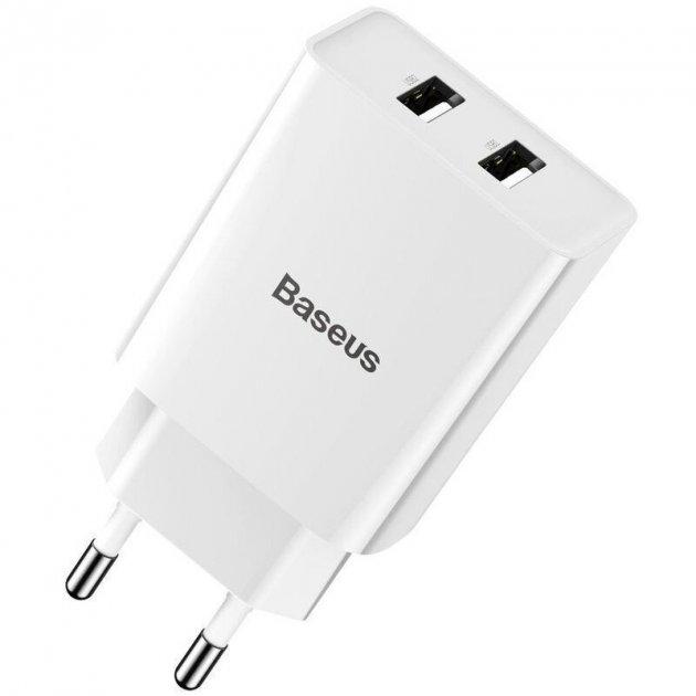 Мережевий зарядний пристрій Baseus Speed Mini Dual Charge White (CCFS-R)