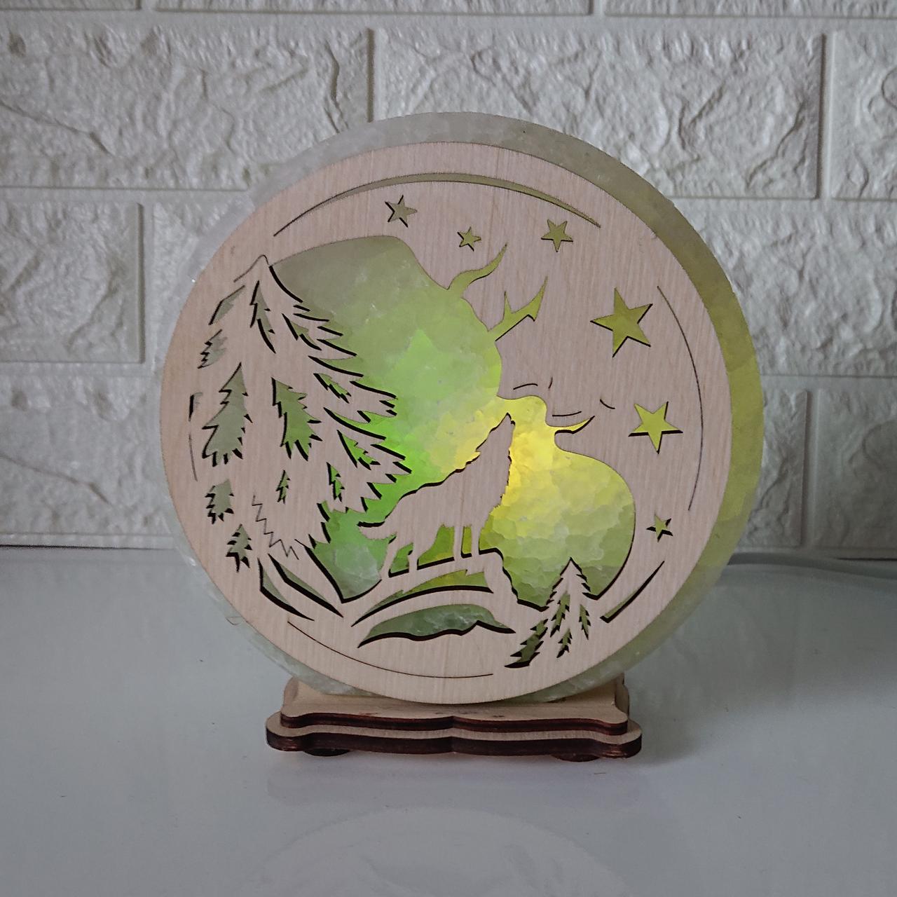 Соляной светильник Волк и луна (KБ-00020-g)