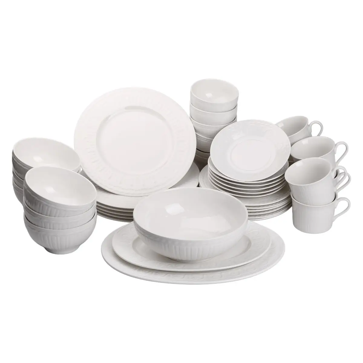 Столовый сервиз HP-7-705 фарфоровый на 6 персон 39 пр. Белый (8-6-4972293)