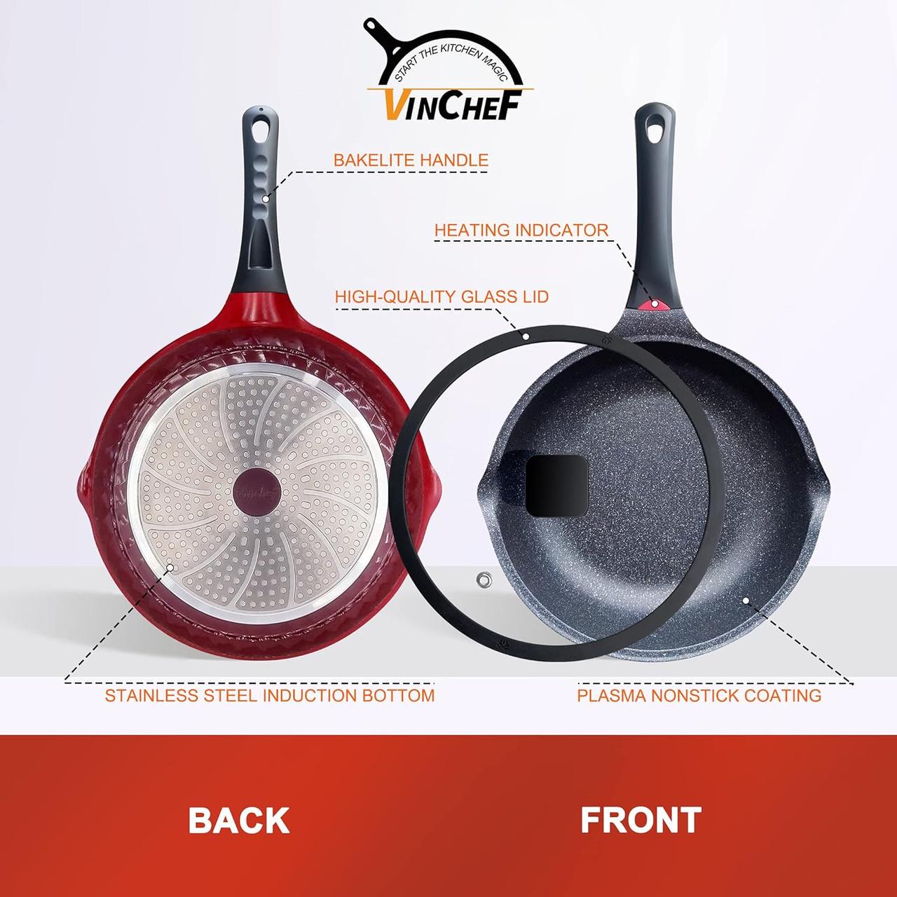 Сковорода глибока Vinchef з кришкою та індикатором нагрівання - фото 5 Сковорода глибока Vinchef з кришкою та індикатором нагрівання - фото 5