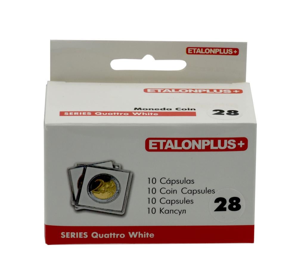 Капсулы квадратные Etalonplus для монет 28 мм 10 шт. 50x50 мм вкладыш Белый (А16676)