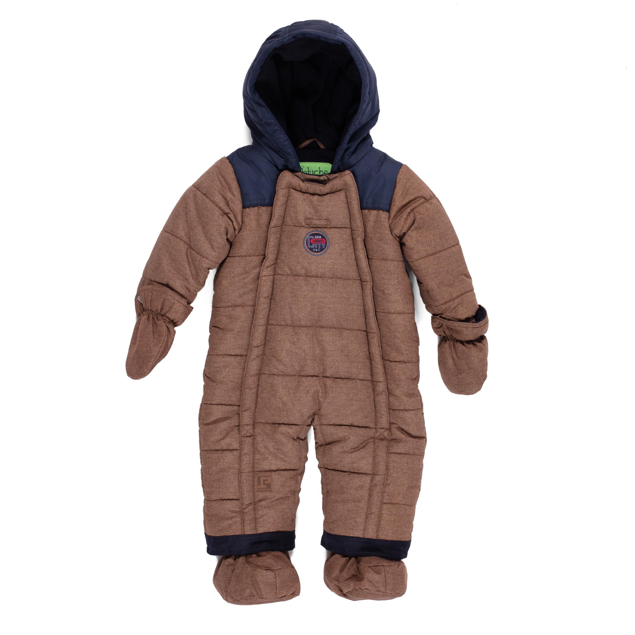Детский зимний комбинезон цельный Peluche&Tartine F20M107BG для мальчика 74-84 см Кофейно-синий (F20M107BG-Goldenbrown-12m)