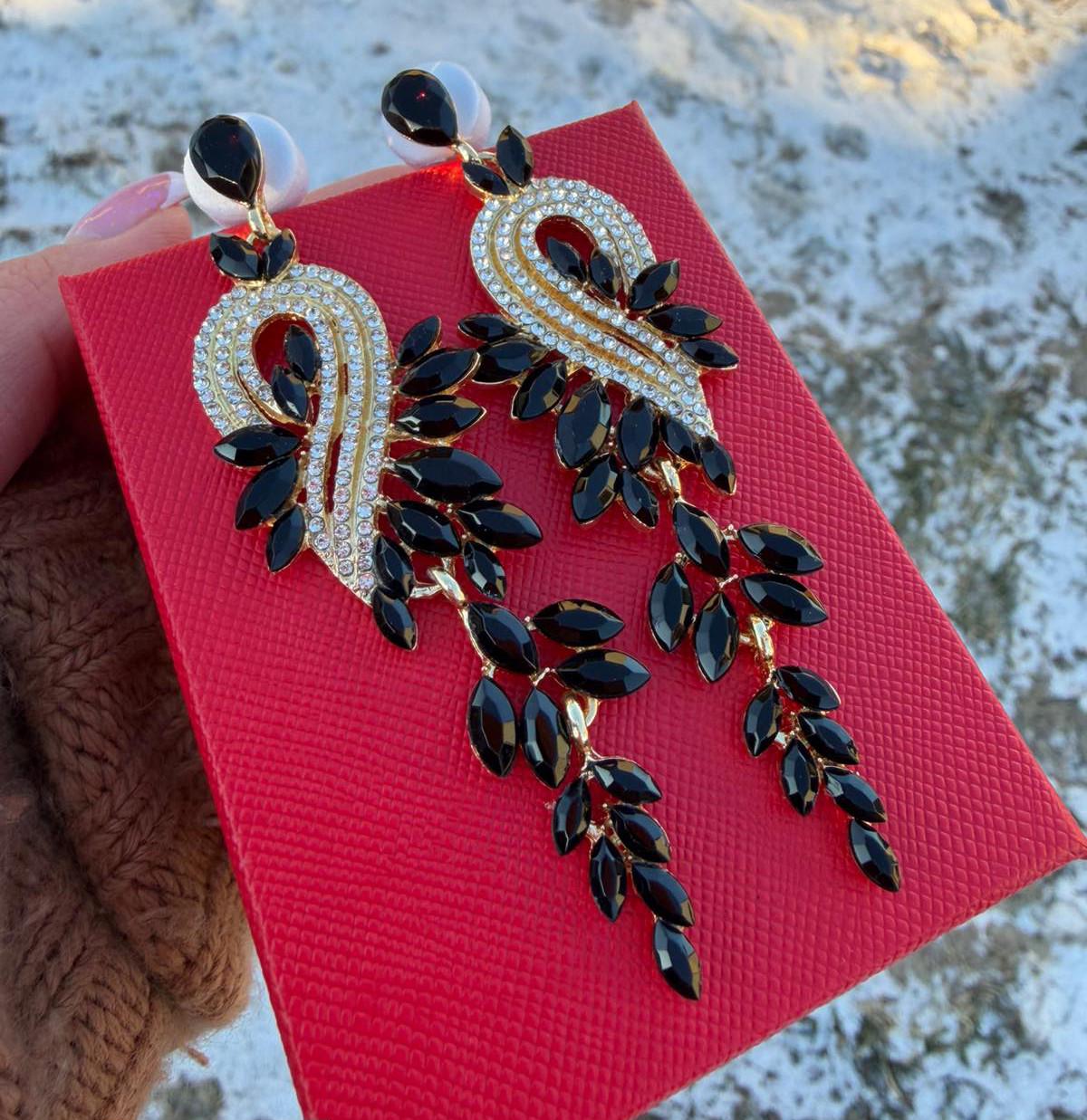 Серьги GONCHAR & CO. ювелирный сплав 18к 585п 8 см Золотой/Черный (323-002)