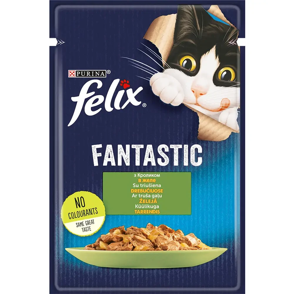 Вологий корм для котів Felix Fantastic кролик 85 г (7613039835500) Вологий корм для котів Felix Fantastic кролик 85 г (7613039835500)