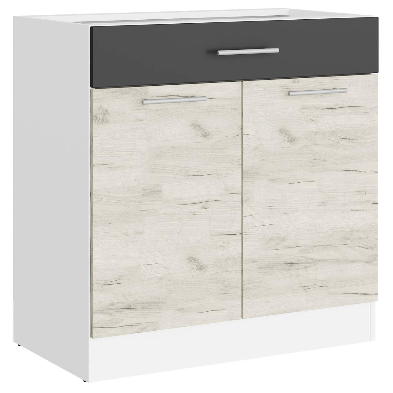 Кухня секция Еверест Эко Новая 80 Низ ящик Белый/Крафт Белый/Графитовый (eko-452)