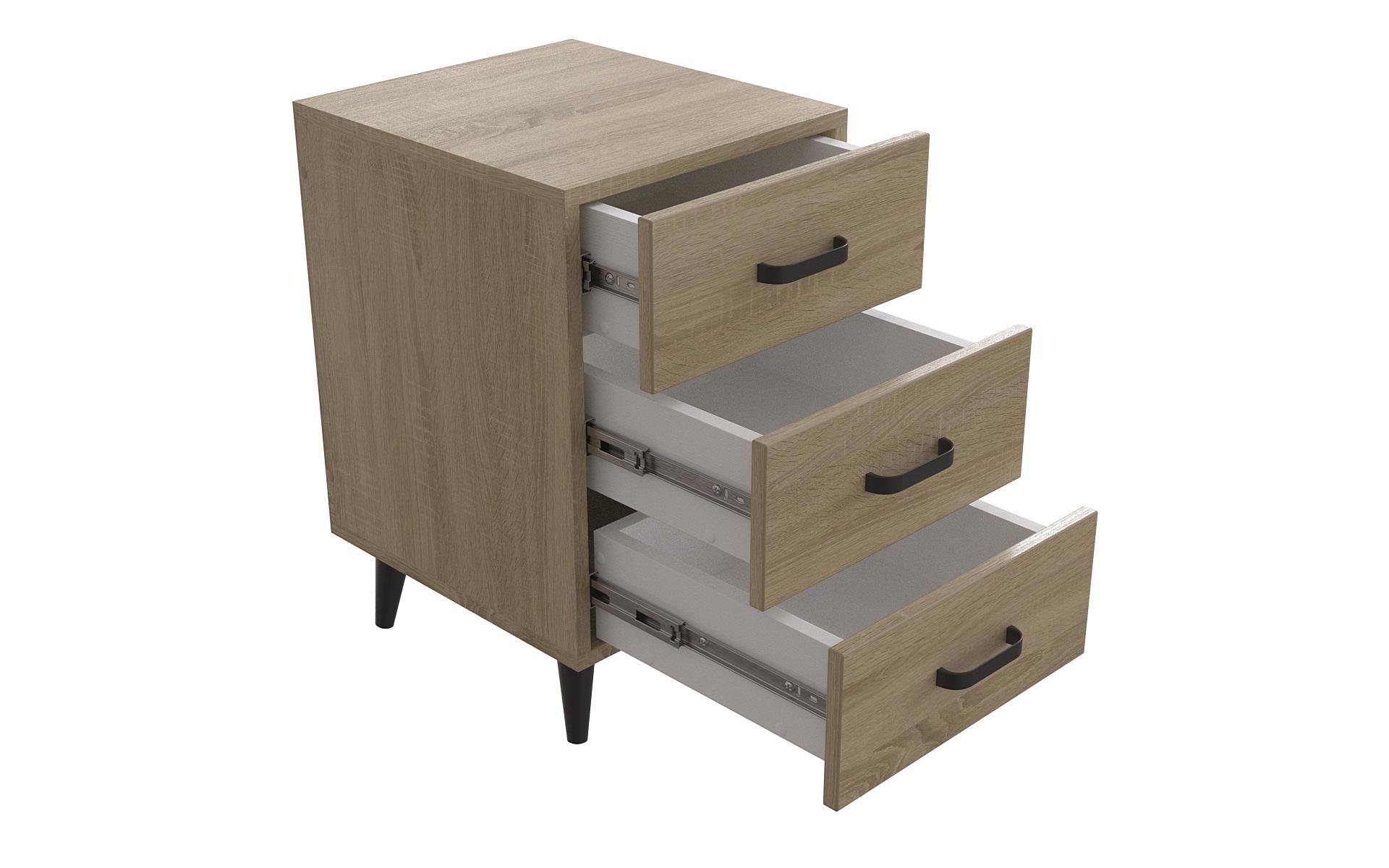 Тумба Ferrum-decor Вива 3 на конусных ножках металл/ДСП 16 мм 56,5x35x40 см Черный/Дуб Сонома (FRD-106820)