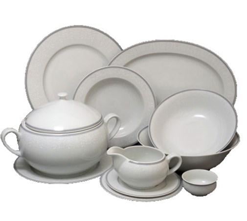 Столовый сервиз Thun Opal обводка серая/фарфор на 6 персон 25 пр. (8034800)