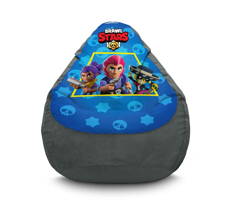 Кресло мешок iPuff Brawl Stars Heroes Gray Флок XXL 90х125 см Серый