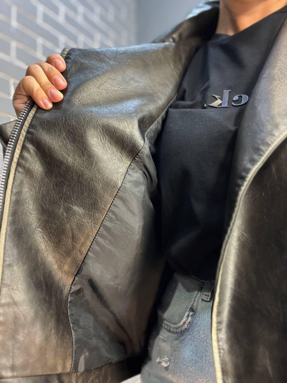 Куртка женская Aftf Basic 2456 косуха молнии пояс вареные швы экокожа L Черный (2492) - фото 7 Куртка женская Aftf Basic 2456 косуха молнии пояс вареные швы экокожа L Черный (2492) - фото 7