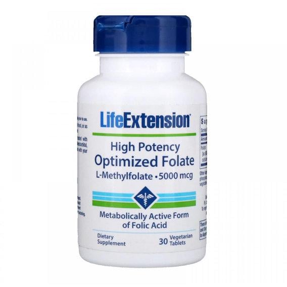 Кислота фолієва Life Extension High Potency Optimized Folate 5000 мкг 30 таблеток