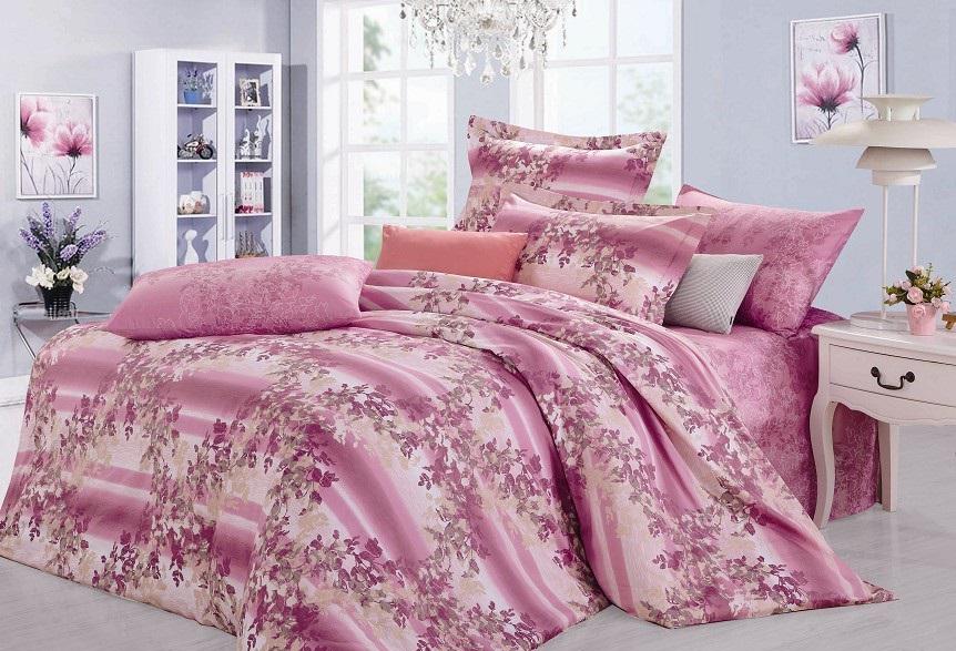 Комплект постельного белья Zastelli SX3455 Сатин евро 200х220 Розовый