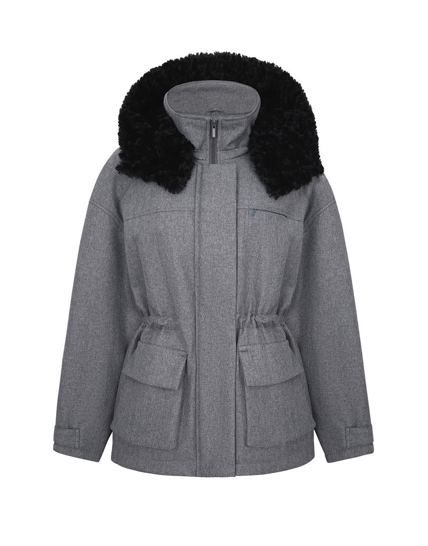 Куртка із хутряним капюшоном жіноча GET DRESSED. сіра XS Куртка із хутряним капюшоном жіноча GET DRESSED. сіра XS