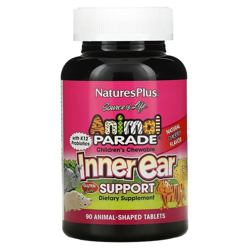 Витамины для детей Nature's Plus Source of Life Animal Parade Children's Chewable Inner Ear Cherry Support 90 таблеток