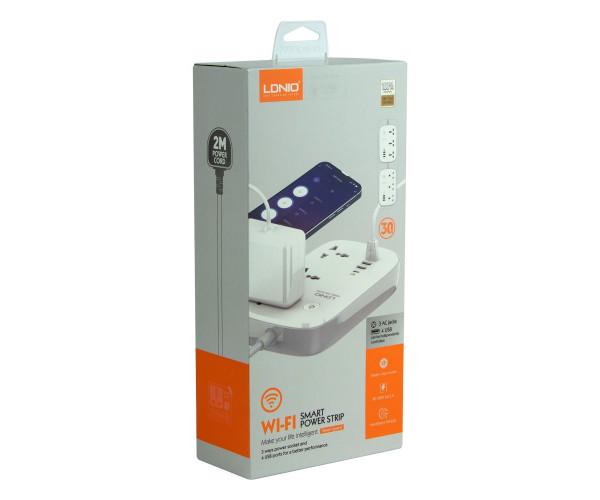 Удлинитель сетевой LDNIO SCW3451 3 ports/PD/3USB/1 QC 3.0/1 Type-C/WiFi White - фото 2