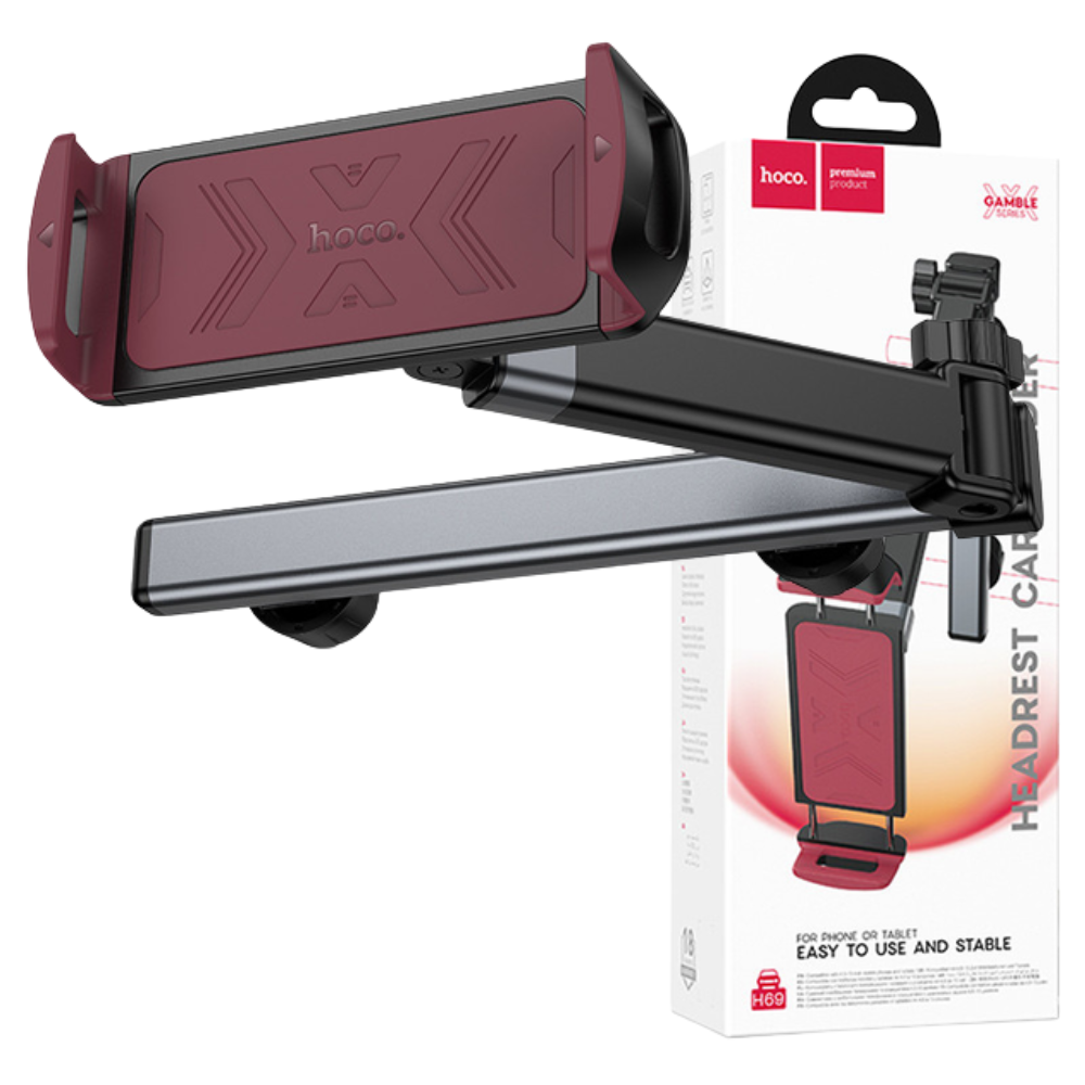 Тримач для планшета/телефону Hoco H69 на підголівник в машину кріплення на сидіння в авто 4,5-13" Чорний (27773556)