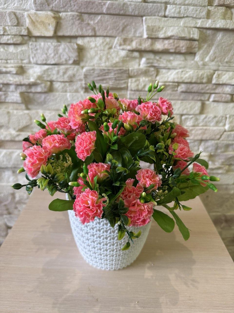 Букет гвоздики малой в кашпо ПЛАСТМАКС Розовый (R0404) - фото 2 Букет гвоздики малой в кашпо ПЛАСТМАКС Розовый (R0404) - фото 2