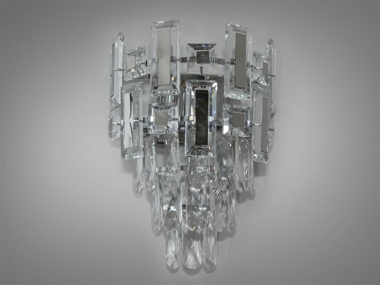 Бра из хрусталя в спальню на 2 лампы 2018-2WCH-LS Хром (2101073353)