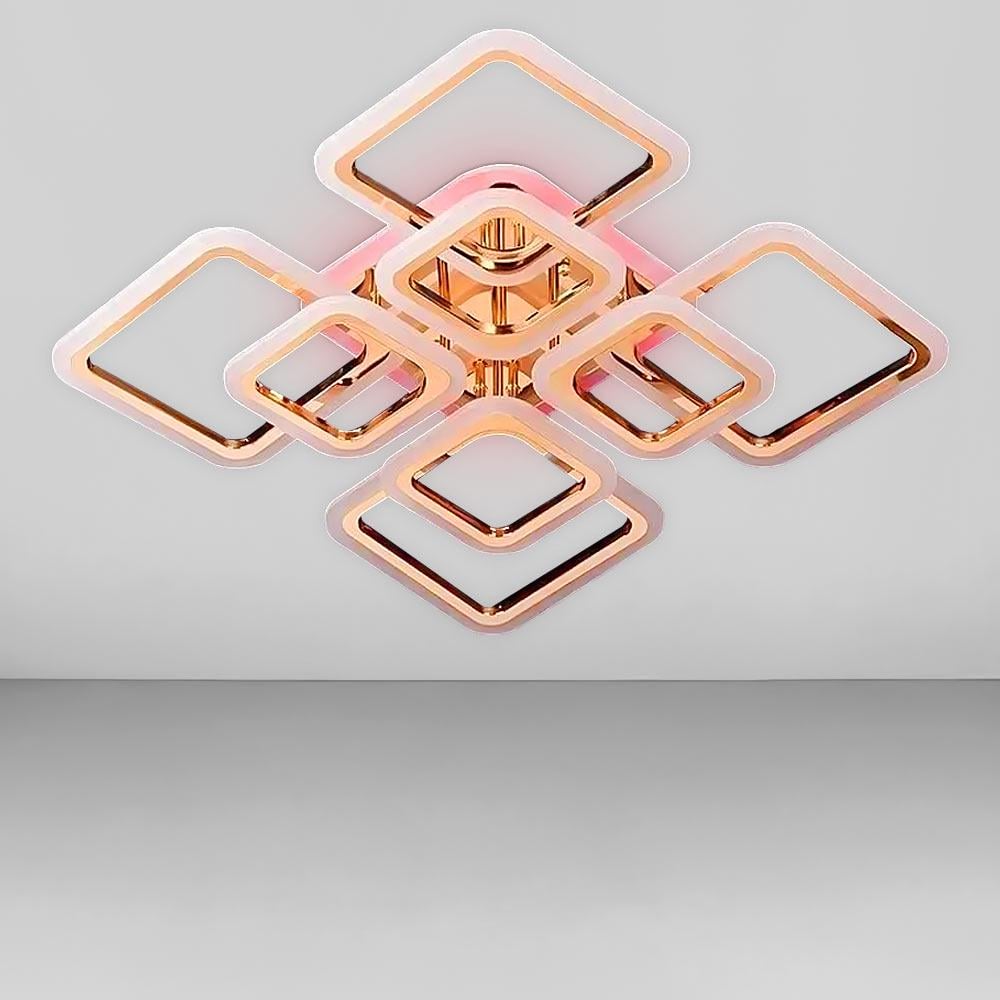 Люстра потолочная светодиодная Light House SL-18185/4/4B FG/RGB Dimmer 3000-6000К 192W 120х600х600 мм Золотой