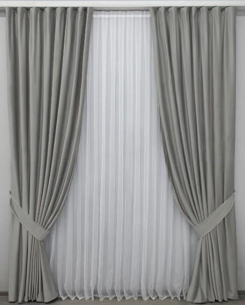 Шторы в гостиную бархат 1,5х2,75 м 2 шт. Серый (1151ш)