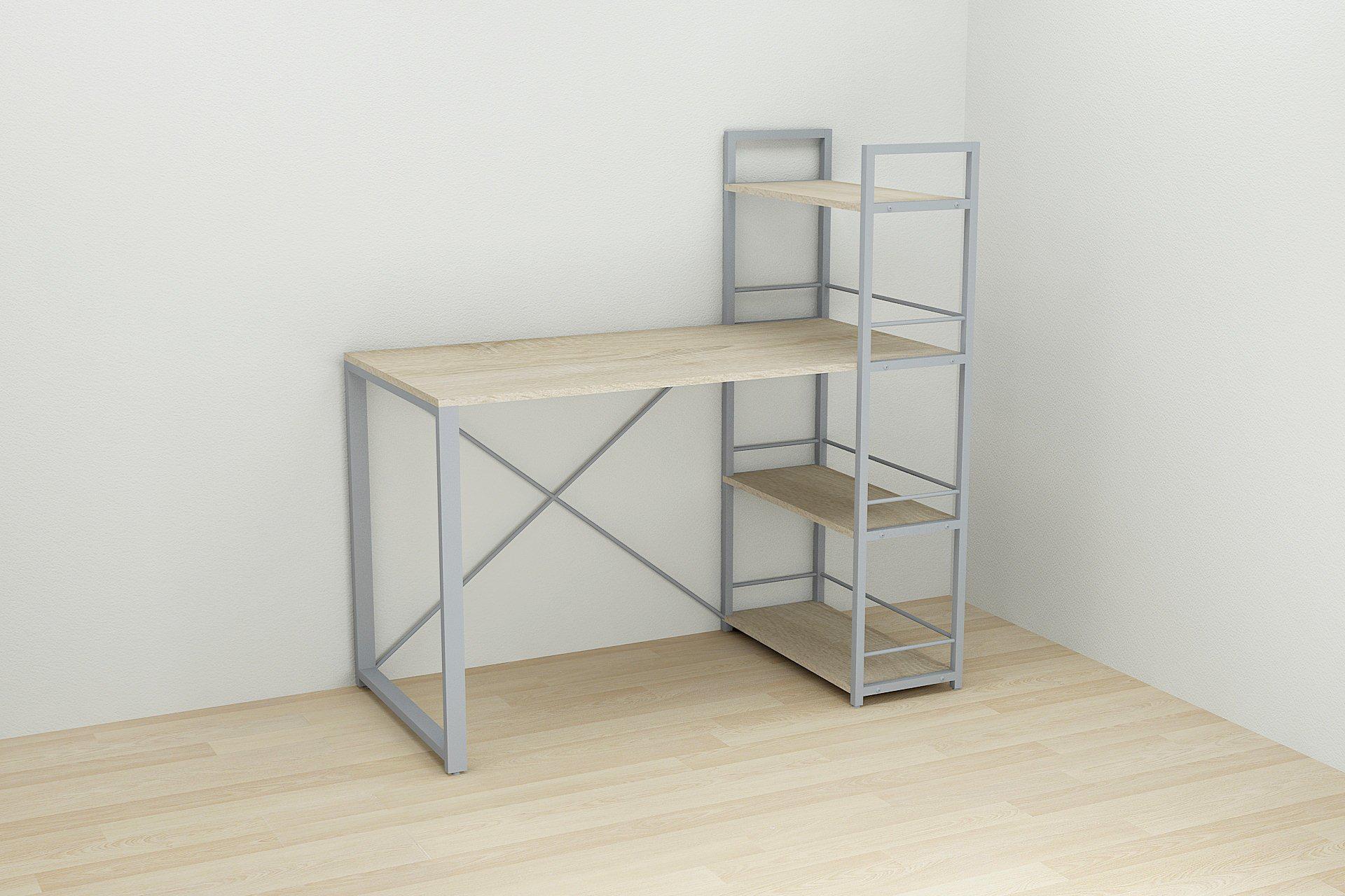 Письменный стол Ferrum-decor Konekt с этажеркой металл/ДСП 16 мм Серый/Дуб Сонома (FRD-104233) - фото 4