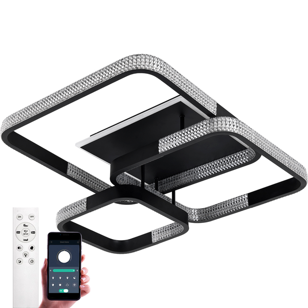 Люстра світлодіодна стельова Luminaria Akrilika Square 130W 4S 220V IP20 з пультом ДУ Black/Clear (27303981)