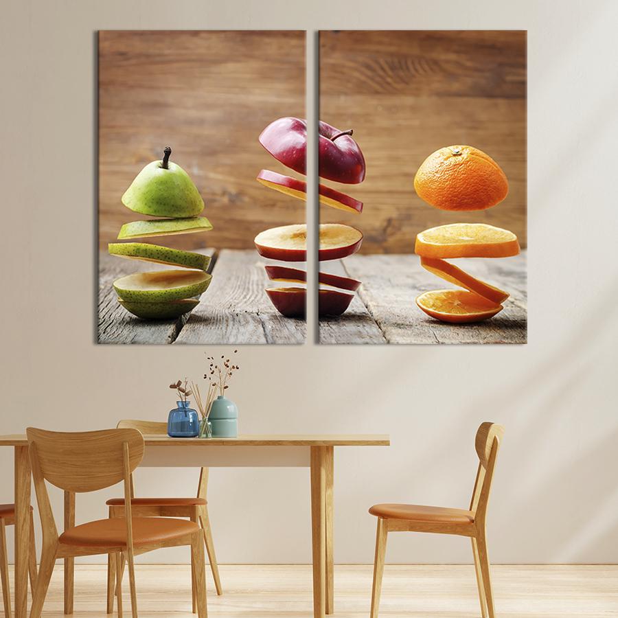 Настенный декор диптих картина на холсте для интерьера Фруктовый фейерверк 111x81 см (290-2)