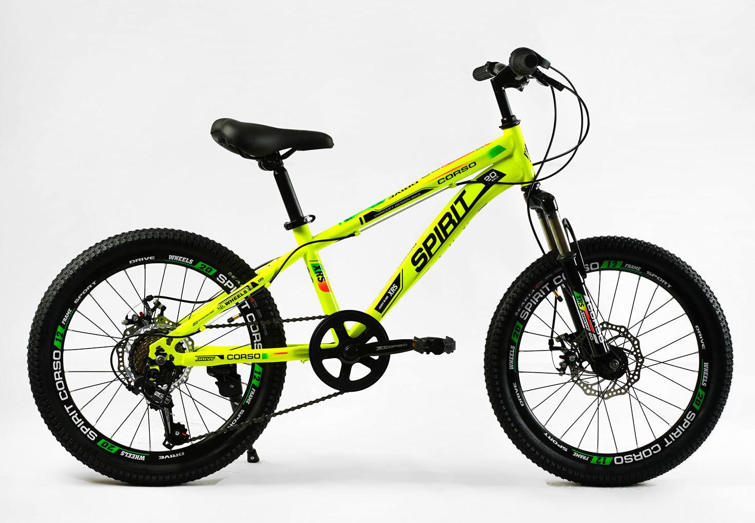 Велосипед спортивный Corso SPIRIT 20" стальная рама 7 скоростей Yellow (137735)