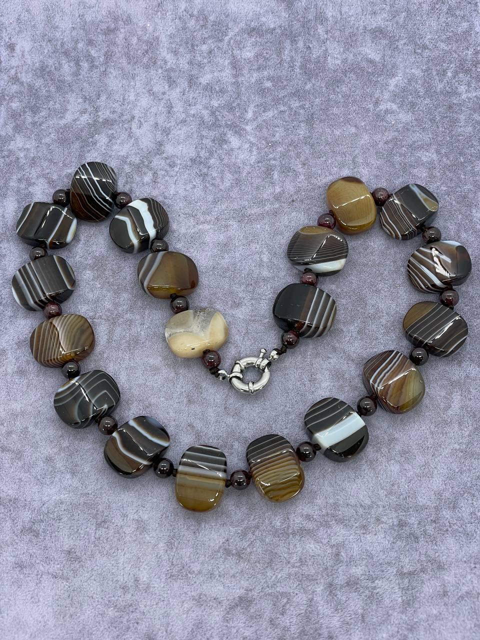 Бусы агат 45 см Коричневый (1222)
