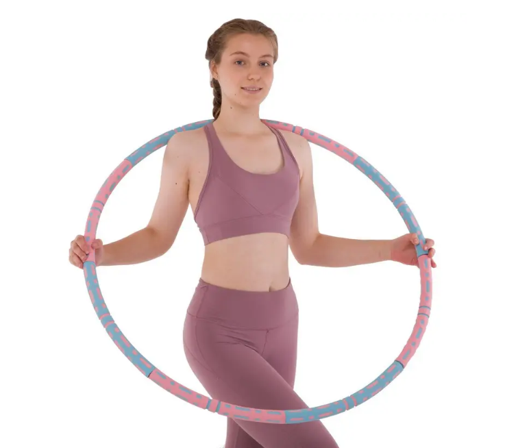 Обруч для гімнастики метал/неопрен 8 секцій D 99 см Рожевий/Бірюзовий (2521084920) - фото 3