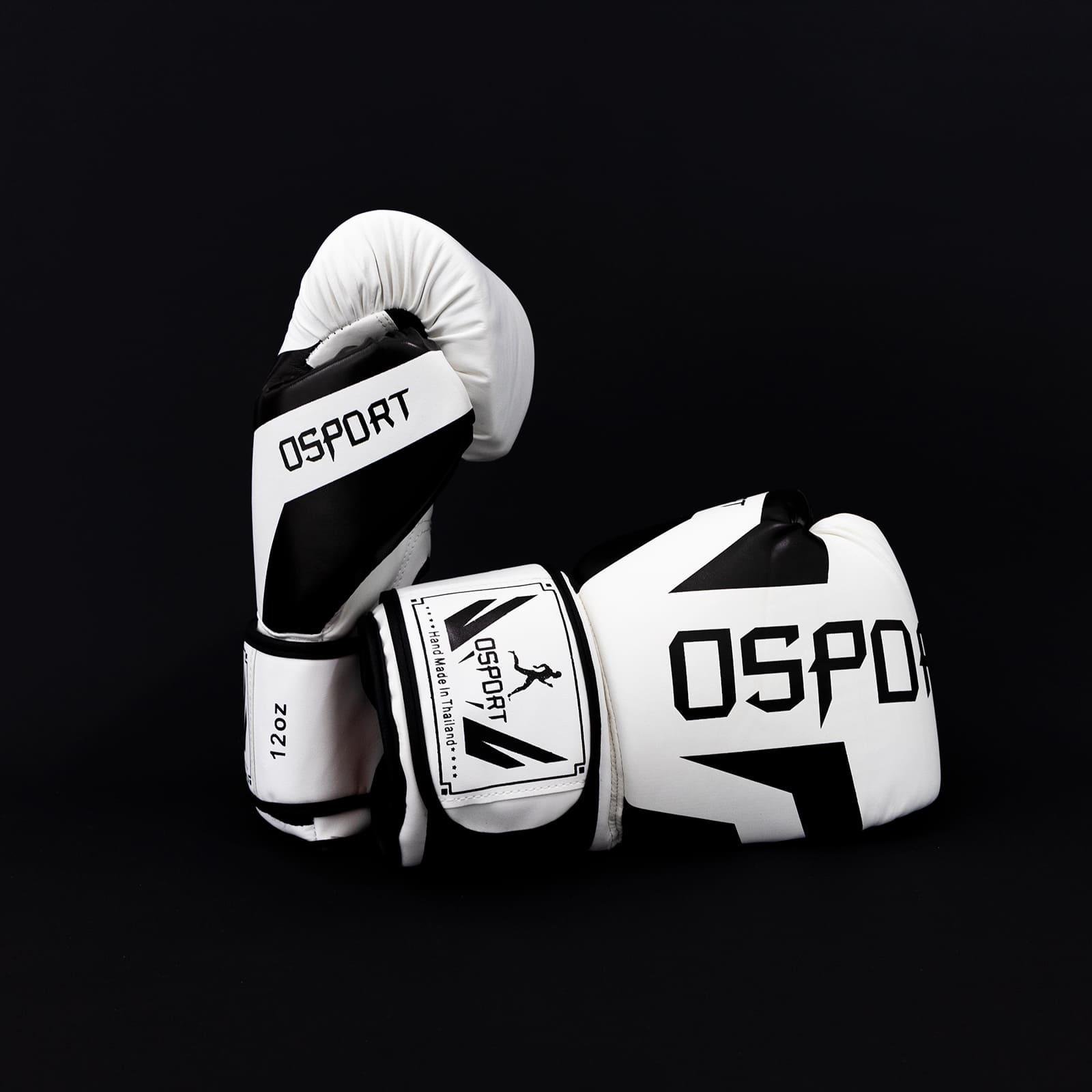 Перчатки боксерские для бокса OSPORT 12 унций кожа PU Бело-черный (BO-5698) - фото 2