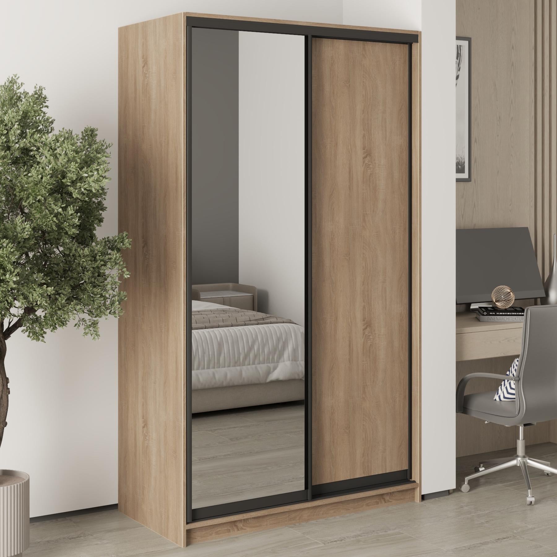 Шкаф-купе двухдверный MebelStar Стандарт BG ДСП/зеркало 120x60x210 см Дуб сонома (MBS-11121)