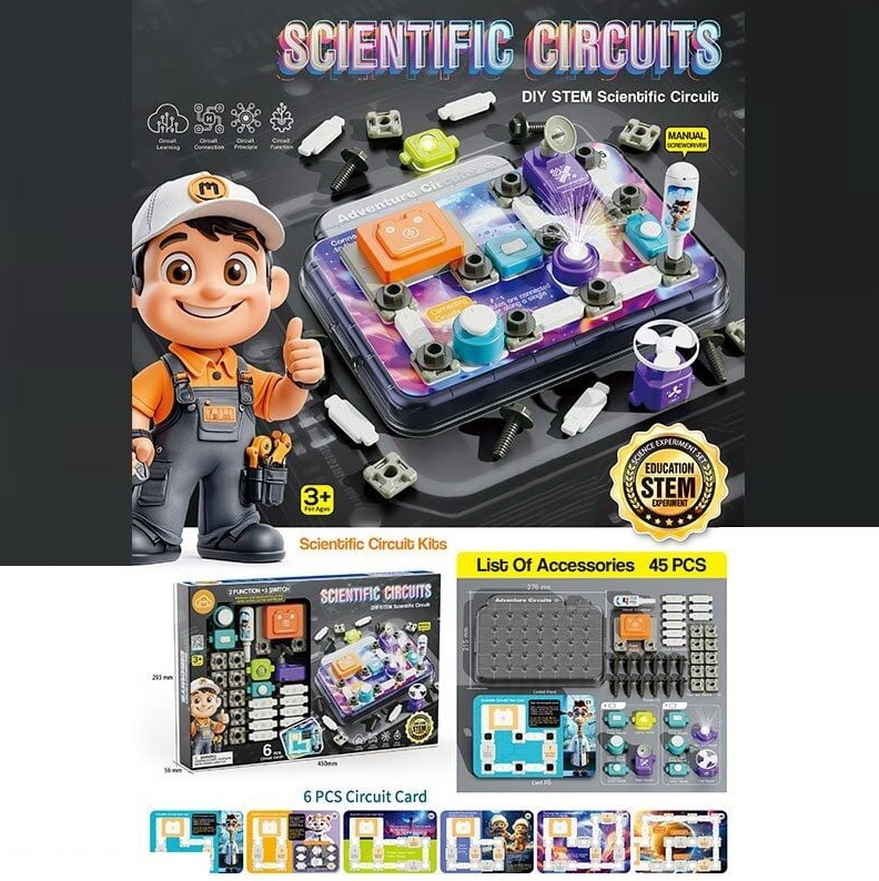 Конструктор електронний 77-54 K 45 елементів підсвічування радар 3 види перемикачів 6 карток із прикладами основа для збірки в коробці - фото 2 Конструктор електронний 77-54 K 45 елементів підсвічування радар 3 види перемикачів 6 карток із прикладами основа для збірки в коробці - фото 2