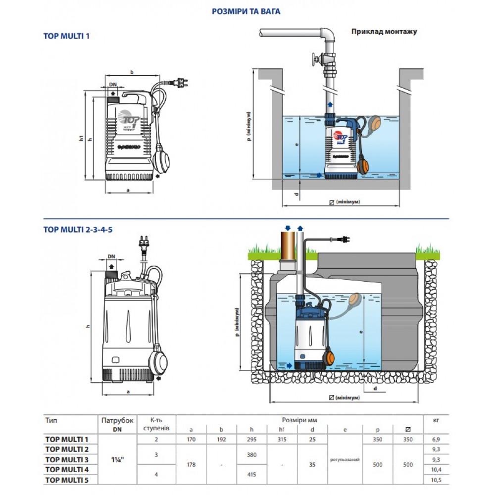 Дренажний насос Pedrollo TOP MULTI 2 (24064396) - фото 5