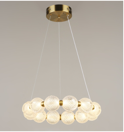 Люстра подвесная светодиодная Valeso сталь/акрил 24W Белый/Медный (YH1438/24W)