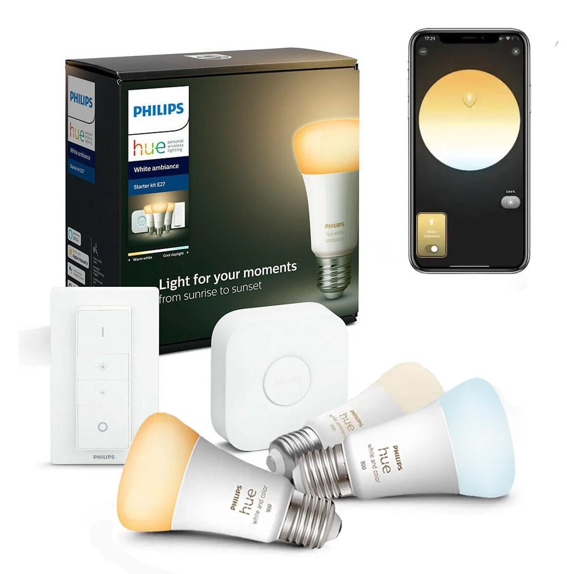 Стартовий комплект Philips hue E27 Ambiance 800Lm 60W 2 шт./Dimmer/Bridge/Apple HomeKit White