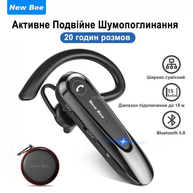 Гарнітура Bluetooth New Bee LC-B45 чорний озвучування англійською (11337773) - фото 2